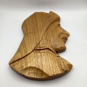 Hand-Carved Wooden Fisherman Portrait Sculpture Wall Décor Folk Art 8” Tall